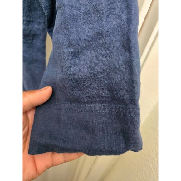 Kenar 100% Linen Women's Lightweight Blue Hooded Anorak Granny core Boho Jacket - Picture 7 of 9